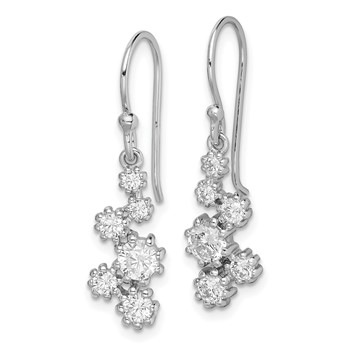 Sterling Silver Rhodium-plated Polished CZ Journey Dangle Earrings — alternate view