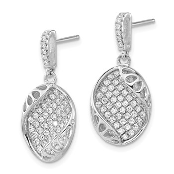 Pure Fire Sterling Silver CZ Oval Post Dangle Earrings — alternate view