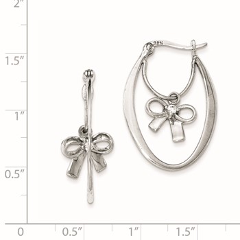 Sterling Silver Polished w/CZ Hoop Earrings — alternate view