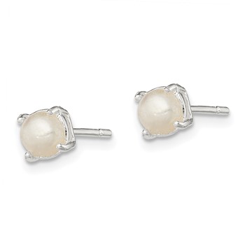 Sterling Silver Polished Imitation Pearl Post Earrings — alternate view