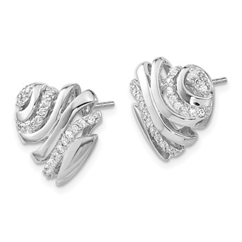 Sterling Silver Polished CZ Heart Post Earrings — alternate view