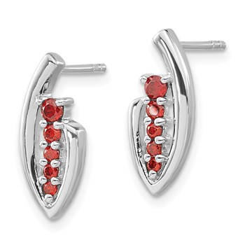 Sterling Silver Polished Red CZ Post Earrings — alternate view