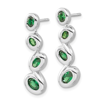 Sterling Silver Polished Green CZ Post Dangle Earrings — alternate view