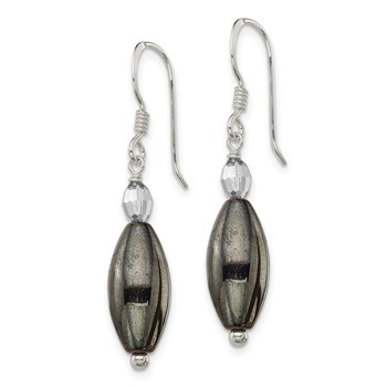 Sterling Silver Polished Crystal & Black Agate Dangle Earrings — alternate view