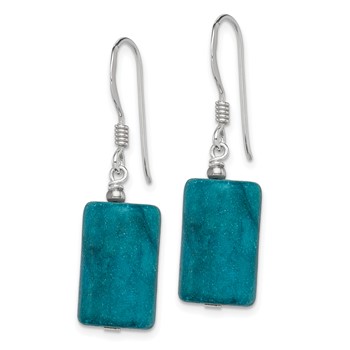 Sterling Silver Polished Blue Jasper Rectangle Dangle Earrings — alternate view