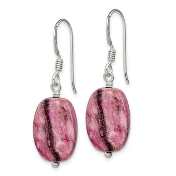 Sterling Silver Polished Oval Purple Jasper Dangle Earrings — alternate view