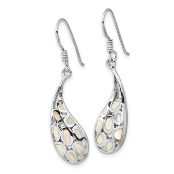 Sterling Silver Polished Mother of Pearl Teardrop Dangle Earrings — alternate view