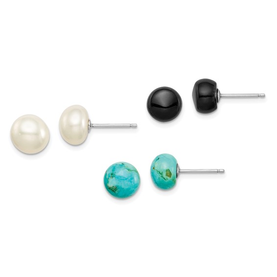 Sterling Silver 8-8.5mm Button Turquoise Post Earrings Sterling Silver 8-8.5mm Button Turquoise Post Earrings
