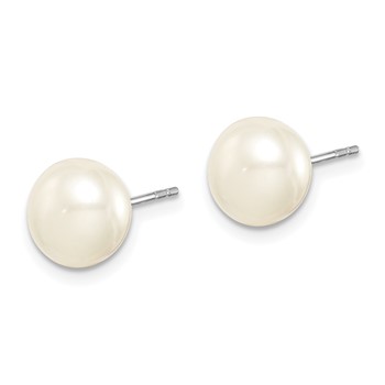 "Sterling Silver Rhodium-plated 8-9mm Pink, White, Purple, Grey and Black Button Freshwater Cultured Pearl Set of 5 Post Earrings" — alternate view