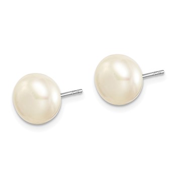 Sterling Silver Rhodium-plated 8-9mm Multi-color Button Freshwater Cultured Pearl Set of 7 Post Earrings — alternate view