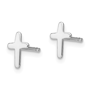 Sterling Silver Rhodium-plated Polished Latin Cross Post Earrings — alternate view