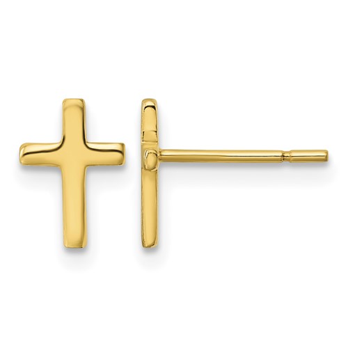 Sterling Silver Gold-tone Polished Latin Cross Post Earrings
