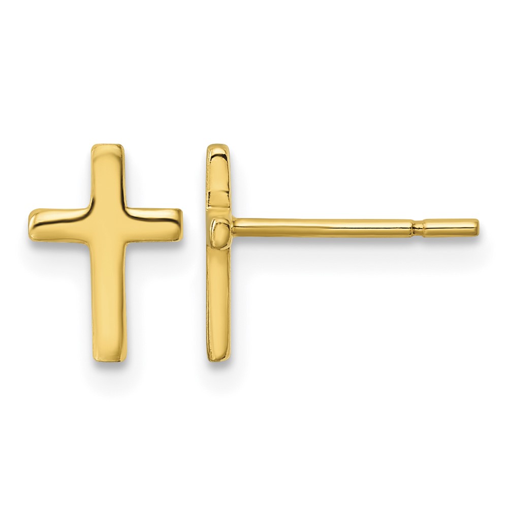 Sterling Silver Gold-tone Polished Latin Cross Post Earrings