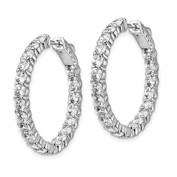 Sterling Shimmer Sterling Silver Rhodium-plated 40 Stone 3.0mm CZ In and Out Round Hinged Hoop Earrings — alternate view