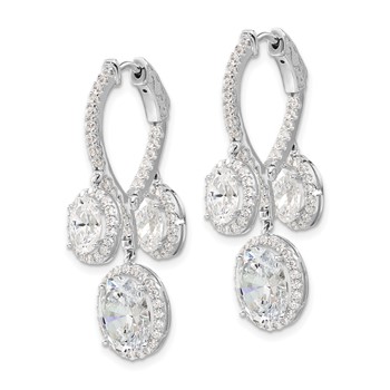 Sterling Silver Rhodium-plated Polished CZ Fancy Dangle In & Out Earrings — alternate view