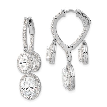 Sterling Silver Rhodium-plated Polished CZ Fancy Dangle In & Out Earrings