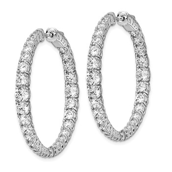 Sterling Shimmer Sterling Silver Rhodium-plated 64 Stone 1.7-4mm Graduated CZ In and Out Round Hinged Hoop Earrings — alternate view