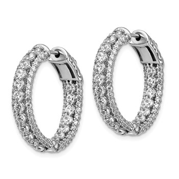 Sterling Shimmer Sterling Silver Rhodium-plated 170 Stone CZ In and Out Round Hinged Hoop Earrings — alternate view