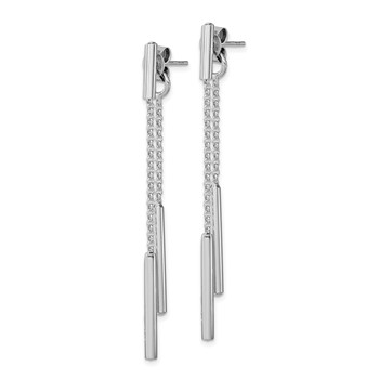 Sterling Silver RH-plated Bar & Chain Front/Back Post Dangle Earrings — alternate view