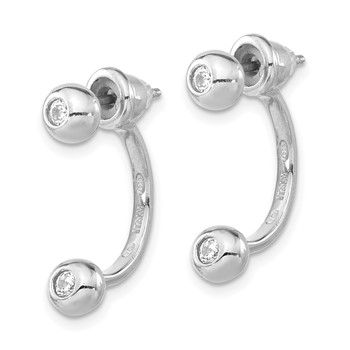 Sterling Silver Rhodium-plated CZ Front & Back Post Dangle Earrings — alternate view