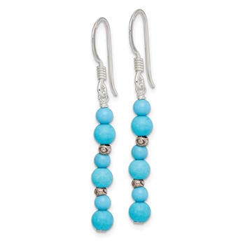 Sterling Silver Polished Dyed Howlite & Recon. Magnesite Dangle Earrings — alternate view