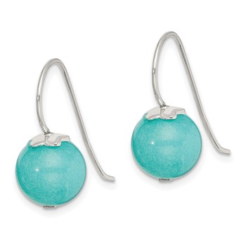 Sterling Silver Polished 10mm Round Blue Quartz Dangle Earrings — alternate view