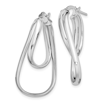 Sterling Silver Rhodium-plated Twisted Double Oval Hoop Earrings — alternate view