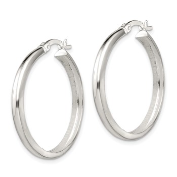 Sterling Silver Polished 4mm Round Hoop Earrings — alternate view