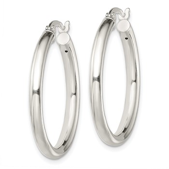 Sterling Silver Polished 3.5mm Round Hoop Earrings — alternate view