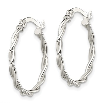 Sterling Silver Polished Braided Hoop Earrings — alternate view