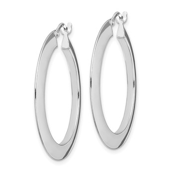 Sterling Silver RH-plated Polished Knife Edge 2mm Round Hoop Earrings — alternate view