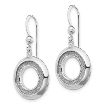 Sterling Silver RH-plated Enamel Glitter Fabric Circle Dangle Earrings — alternate view