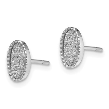 Sterling Silver Rhodium-plated Enamel Glitter Fabric Oval Post Earrings — alternate view