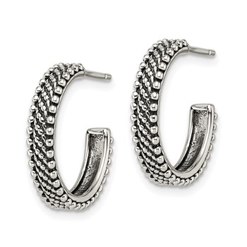 Sterling Silver Antiqued Hoop Post Earrings — alternate view