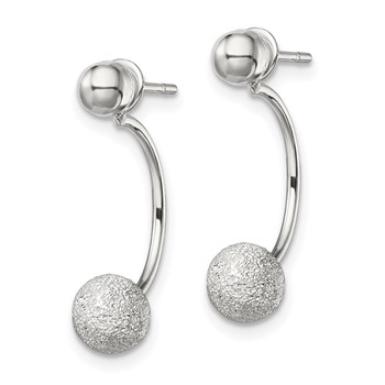 Sterling Silver Polished Laser-cut Bead Jackets w/Button Earrings — alternate view