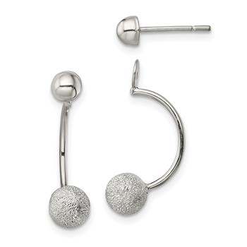 Sterling Silver Polished Laser-cut Bead Jackets w/Button Earrings