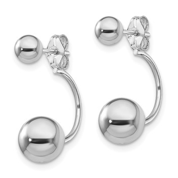 Sterling Silver Rhodium-plated Front and Back Ball Post Earrings — alternate view