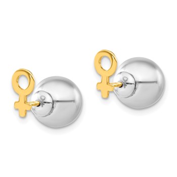 Sterling Silver & Gold-tone Female Symbol Front Back Ball Post Earrings — alternate view
