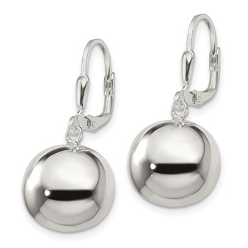 Sterling Silver 14mm Ball Dangle Leverback Earrings — alternate view