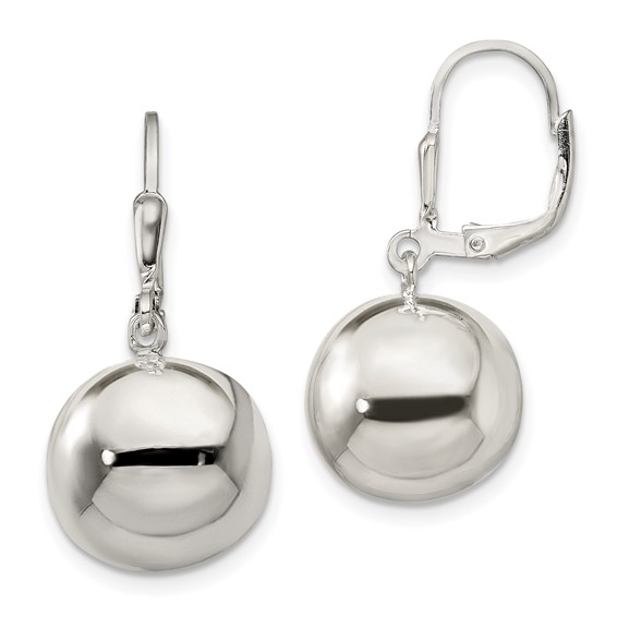 Sterling Silver 14mm Ball Dangle Leverback Earrings - Quality Gold