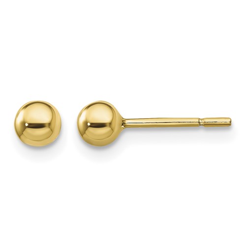 Sterling Silver Gold-Tone Polished 4mm Ball Post Earrings