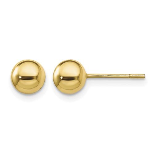 Sterling Silver Gold-Tone Polished 6mm Ball Post Earrings