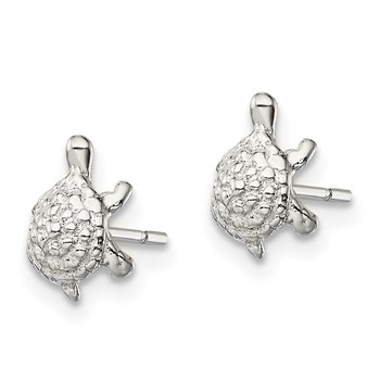 Sterling Silver Polished and Textured Turtle Post Earrings — alternate view