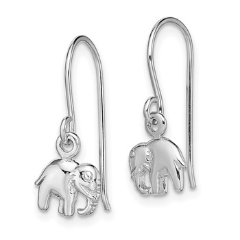 Sterling Silver Rhodium-plated Polished Elephant Dangle Earrings — alternate view