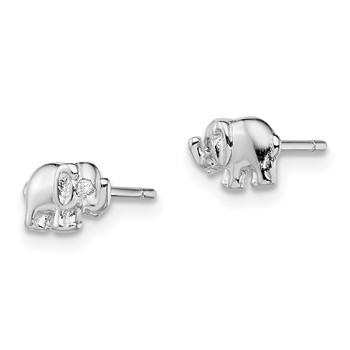 Sterling Silver Rhodium-plated CZ Elephant Post Earrings — alternate view