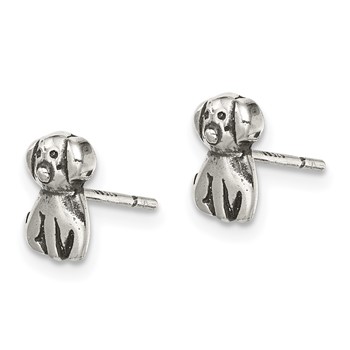 Sterling Silver Antiqued Dog Post Earrings — alternate view