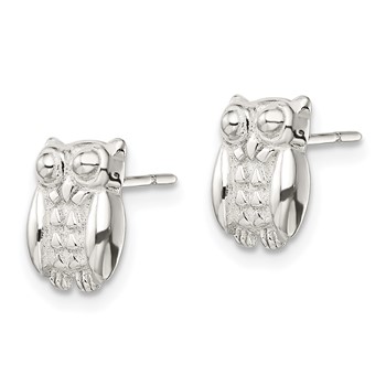 Sterling Silver Polished Owl Post Earrings — alternate view