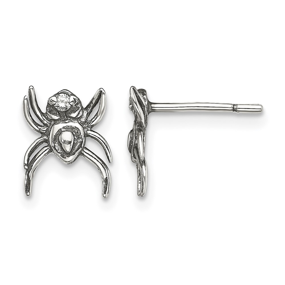 Sterling Silver Antiqued CZ Spider Post Earrings