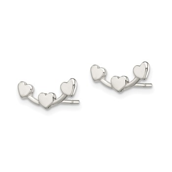 Sterling Silver Polished 3-Heart Post Earrings — alternate view