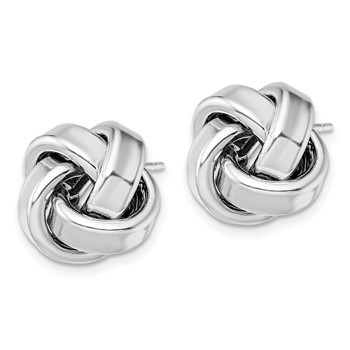 Sterling Silver Rhodium Plated Polished Love Knot Post Earrings — alternate view